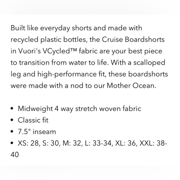 Vuori Cruise Wheat Frond 8” Leaf Print Boardshorts Swim Trunks Men’s 33 - Picture 13 of 13